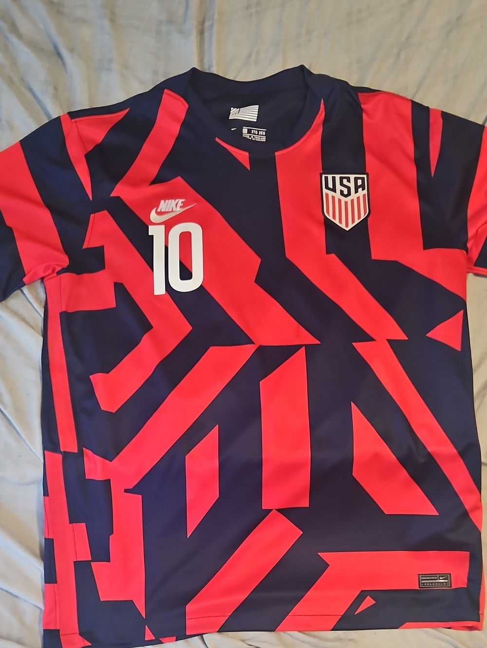 Nike Adult XXL USA #10 Pulisic Navy and Red Geometric Soccer Jersey